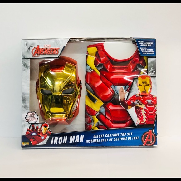 Iron man boys deluxe costume top set